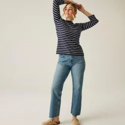 Women's Bayletta II 3/4 Sleeve Top | Navy White Stripe
