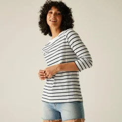 Women's Bayletta II 3/4 Sleeve Top  | White Navy Stripe