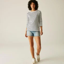 Women's Bayletta II 3/4 Sleeve Top | White Navy Stripe