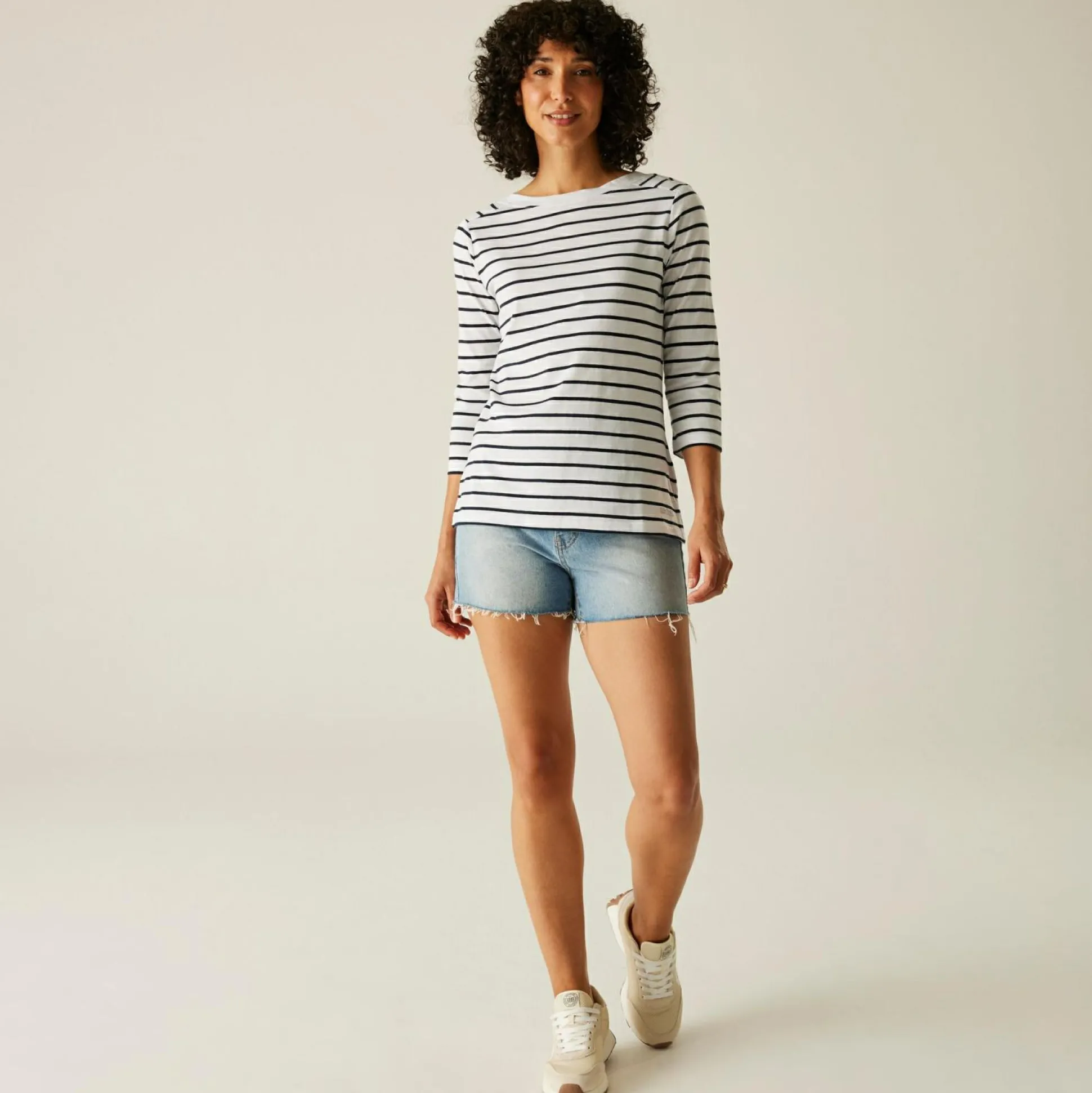 Women's Bayletta II 3/4 Sleeve Top | White Navy Stripe
