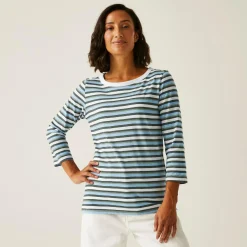 Women's Bayletta II 3/4 Sleeve Top  | White Multi Stripe