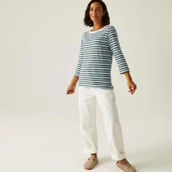 Women's Bayletta II 3/4 Sleeve Top  | White Multi Stripe