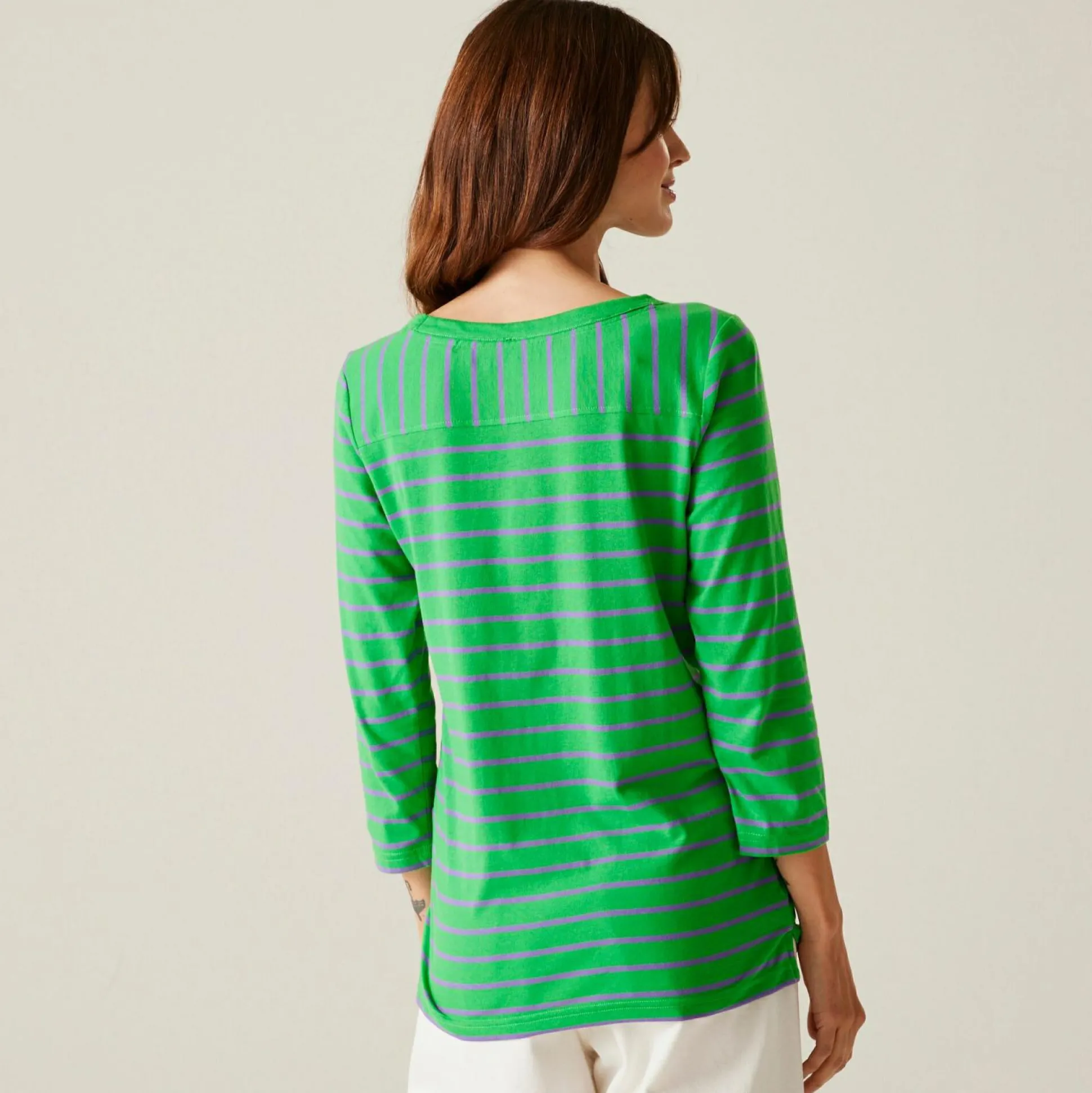 Women's Bayletta II 3/4 Sleeve Top | Island Green Paisley Purple Stripe