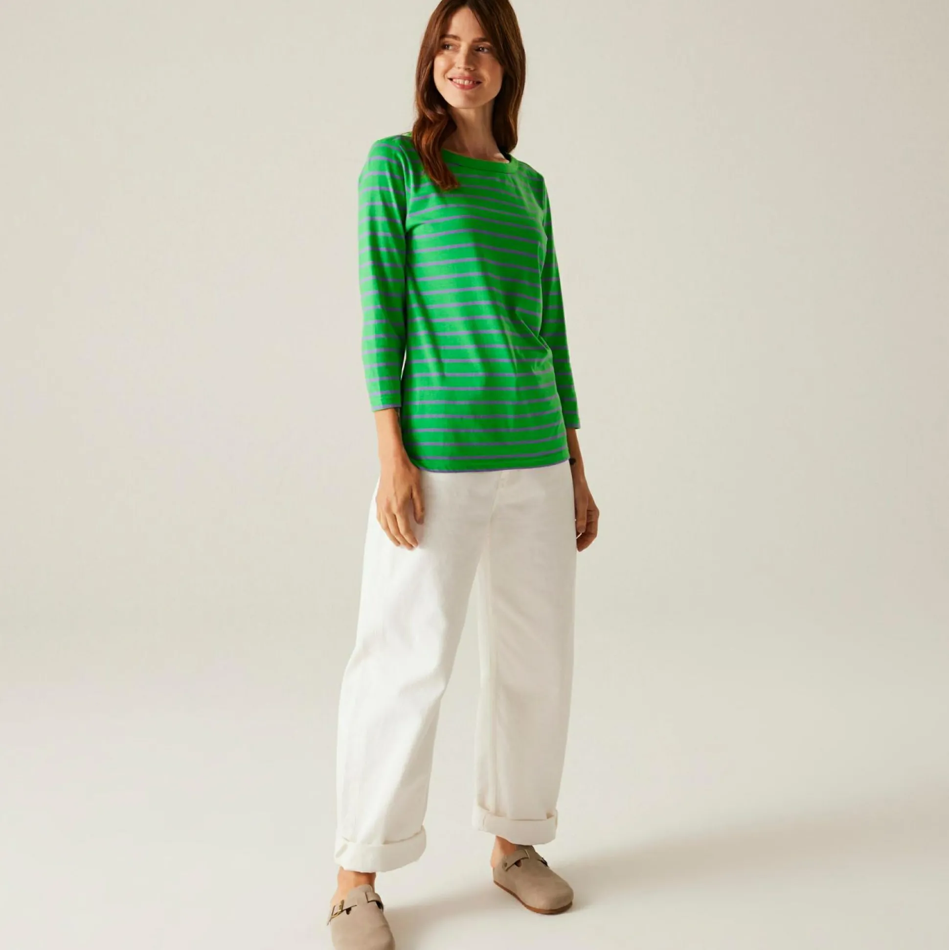 Women's Bayletta II 3/4 Sleeve Top | Island Green Paisley Purple Stripe