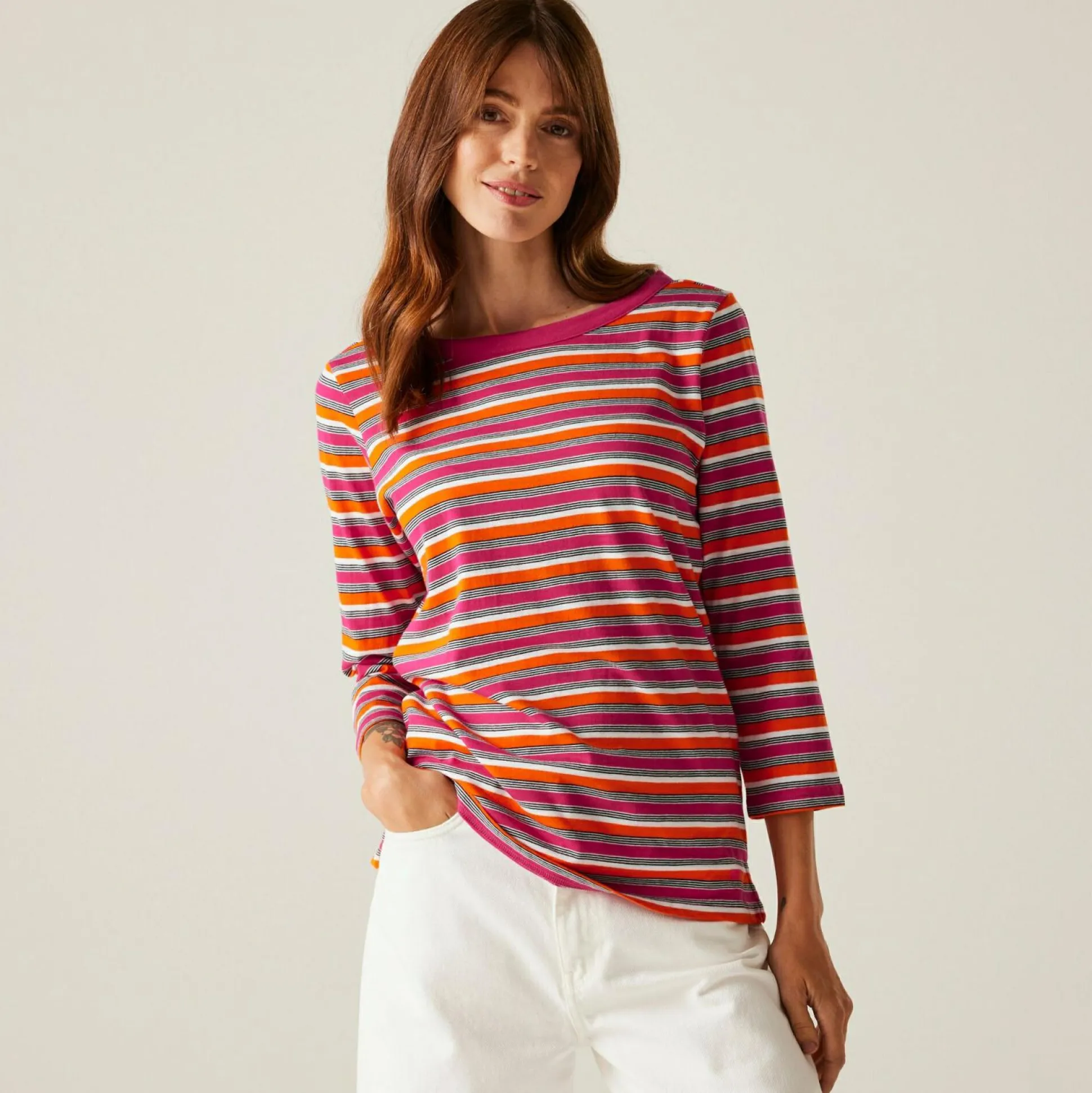 Women's Bayletta II 3/4 Sleeve Top | Pink Fusion Multi Stripe