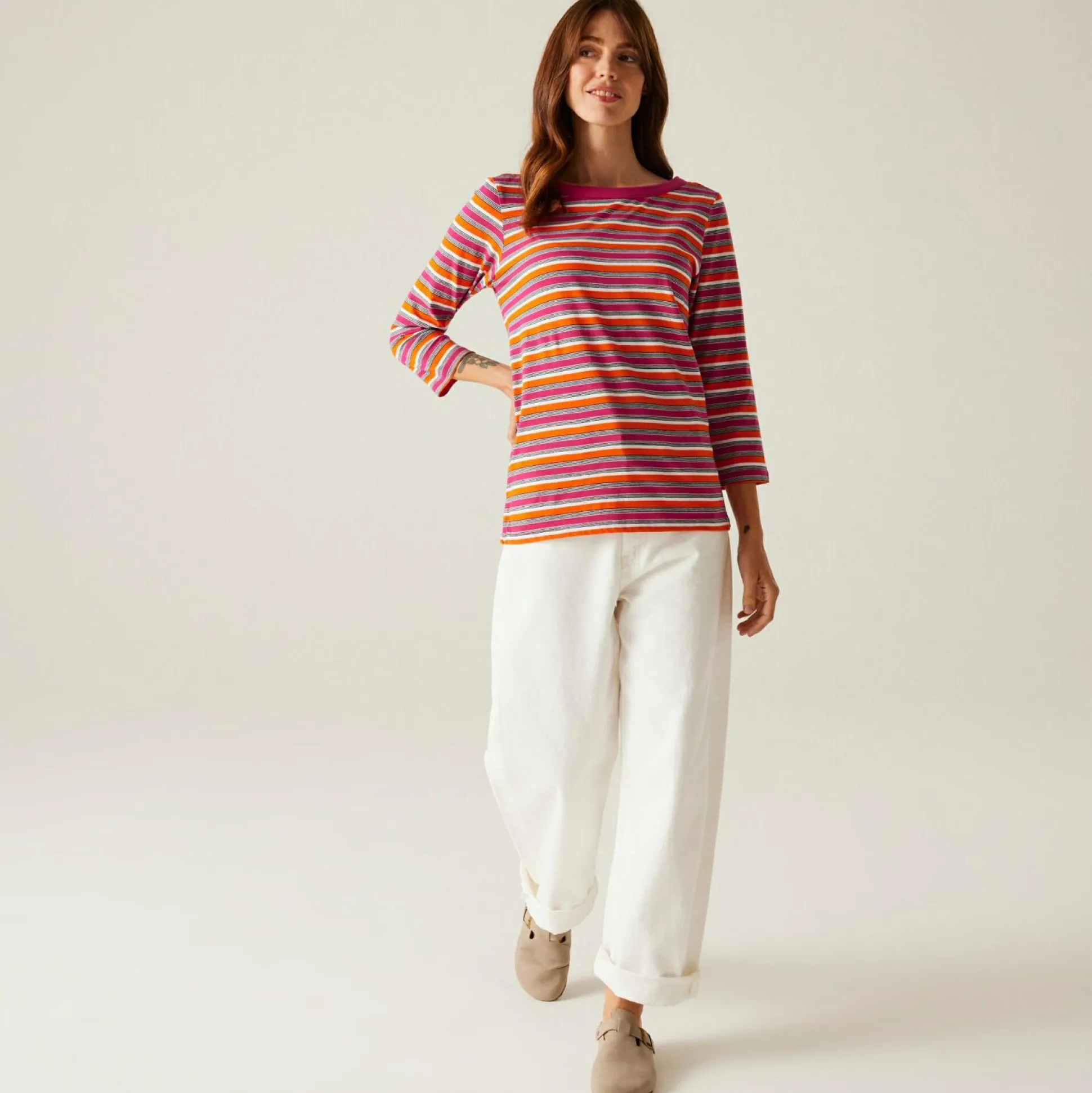 Women's Bayletta II 3/4 Sleeve Top | Pink Fusion Multi Stripe