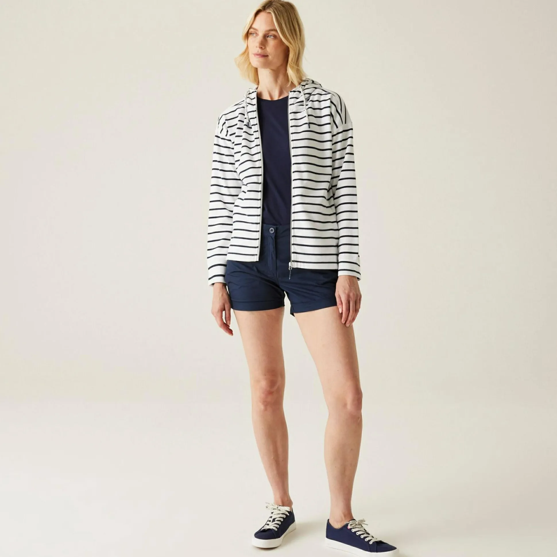Women's Bayletta II Full Zip Hoody | White Navy Stripe