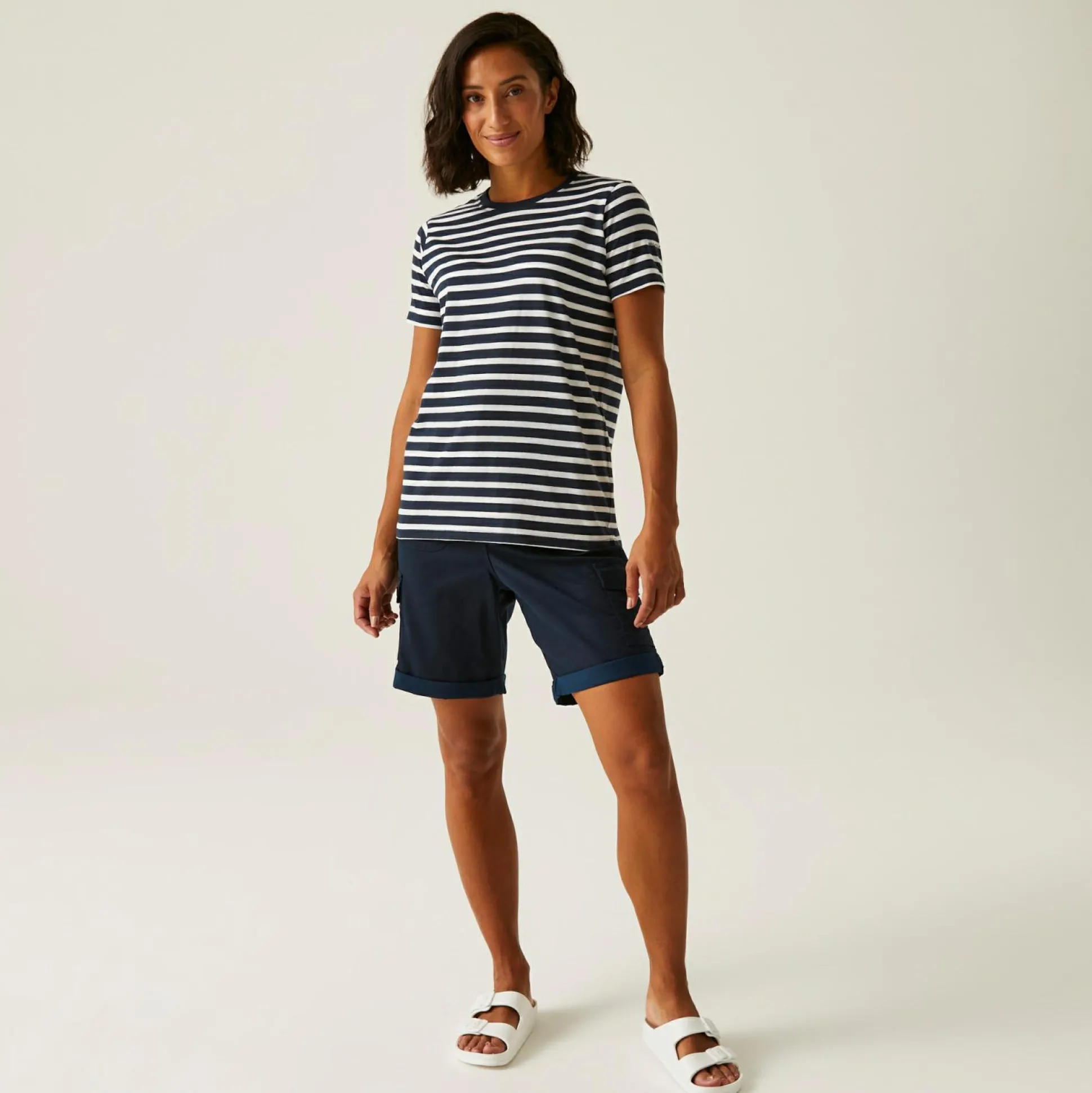 Women's Bayletta Short Sleeve T-Shirt | Navy White Stripe