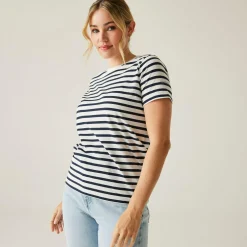 Women's Bayletta Short Sleeve T-Shirt | White Navy Stripe