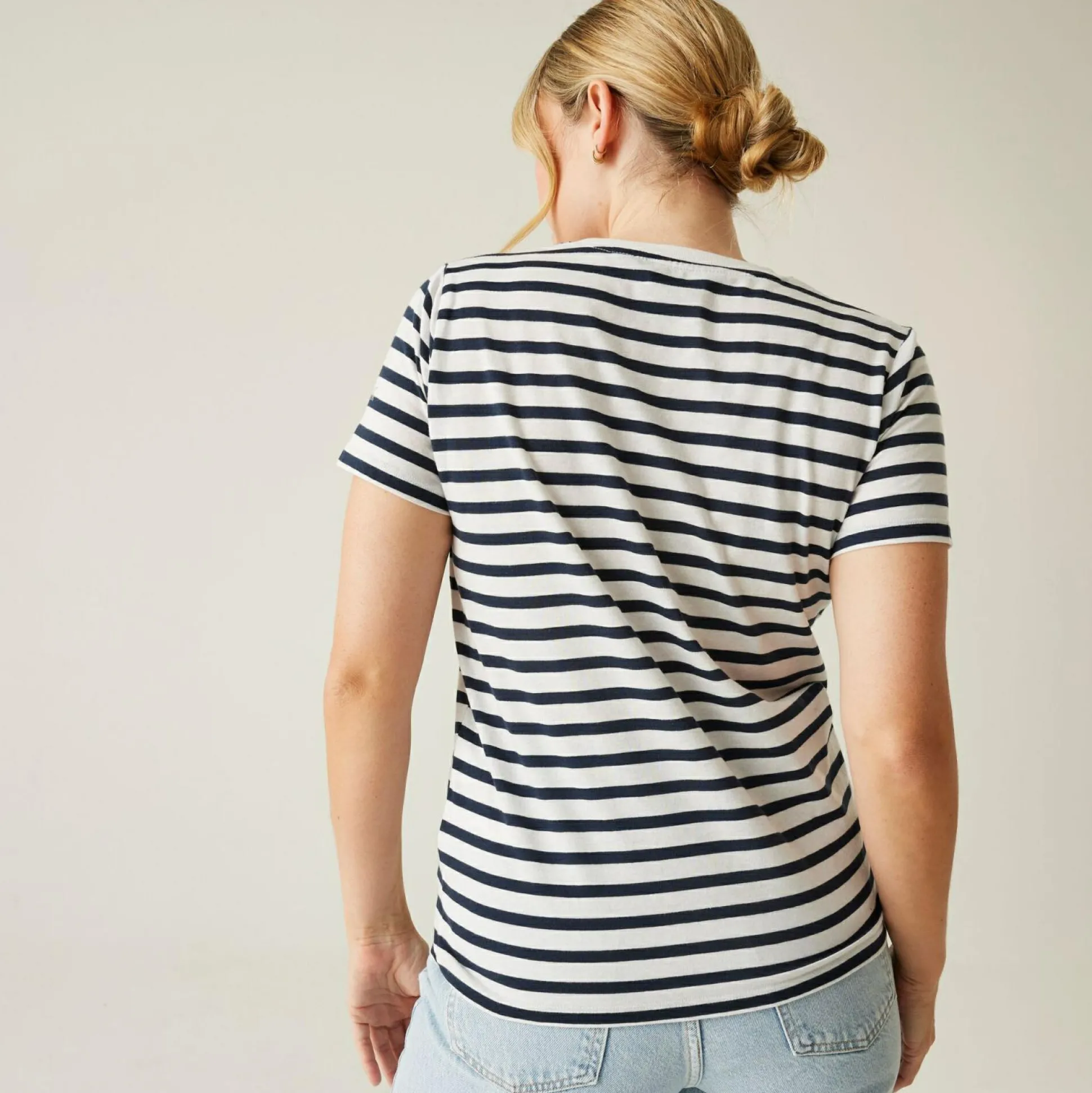 Women's Bayletta Short Sleeve T-Shirt | White Navy Stripe