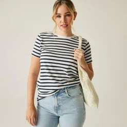 Women's Bayletta Short Sleeve T-Shirt | White Navy Stripe