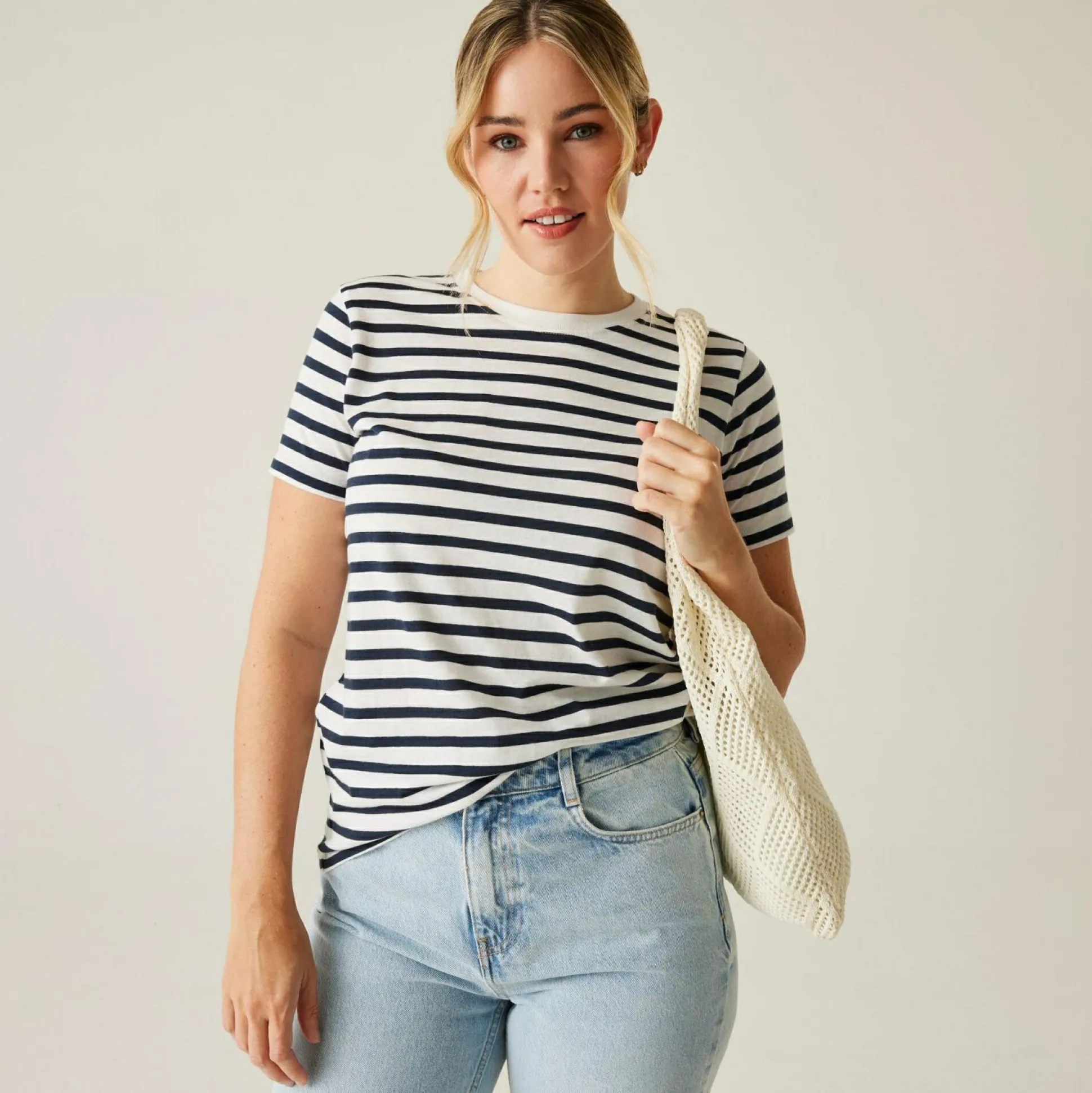 Women's Bayletta Short Sleeve T-Shirt | White Navy Stripe