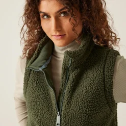 Women's Calmry Borg Fleece Gilet | Dark Khaki
