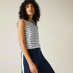 Women's Fariene Sleeveless Top | White Navy Stripe