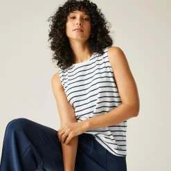 Women's Fariene Sleeveless Top | White Navy Stripe