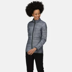 Women's Firedown Baffled Quilted Jacket | Grey Marl Black