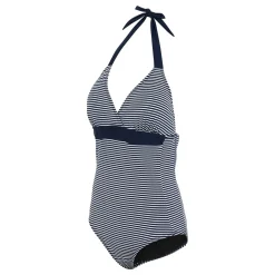 Women's Flavia II Swimsuit | Navy White Seeksucker Stripe