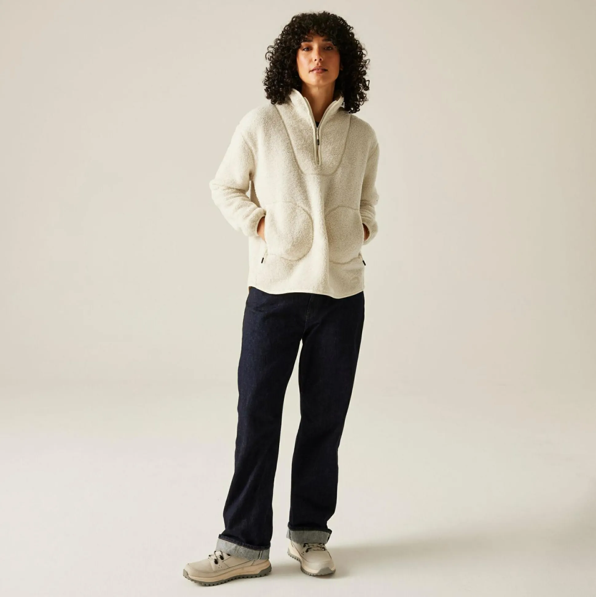 Women's Frankie Borg Half Zip Fleece | Light Vanilla