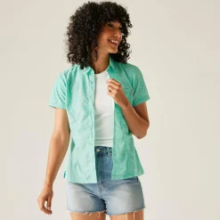Women's Mindano VIII Short Sleeve Shirt | Aruba Blue Leaf Print