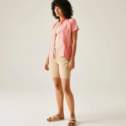 Women's Mindano VIII Short Sleeve Shirt | Peach Bloom Leaf Print