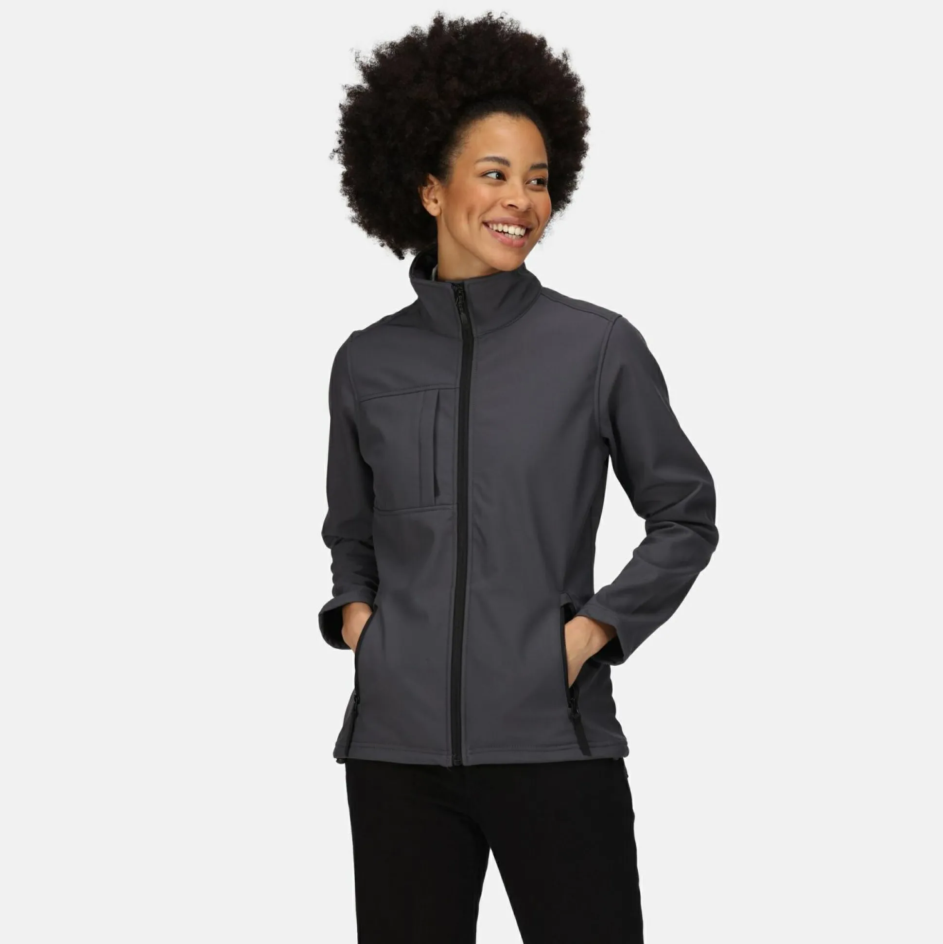 Women's Octagon II Printable 3 Layer Membrane Softshell Jacket | Seal Grey Black