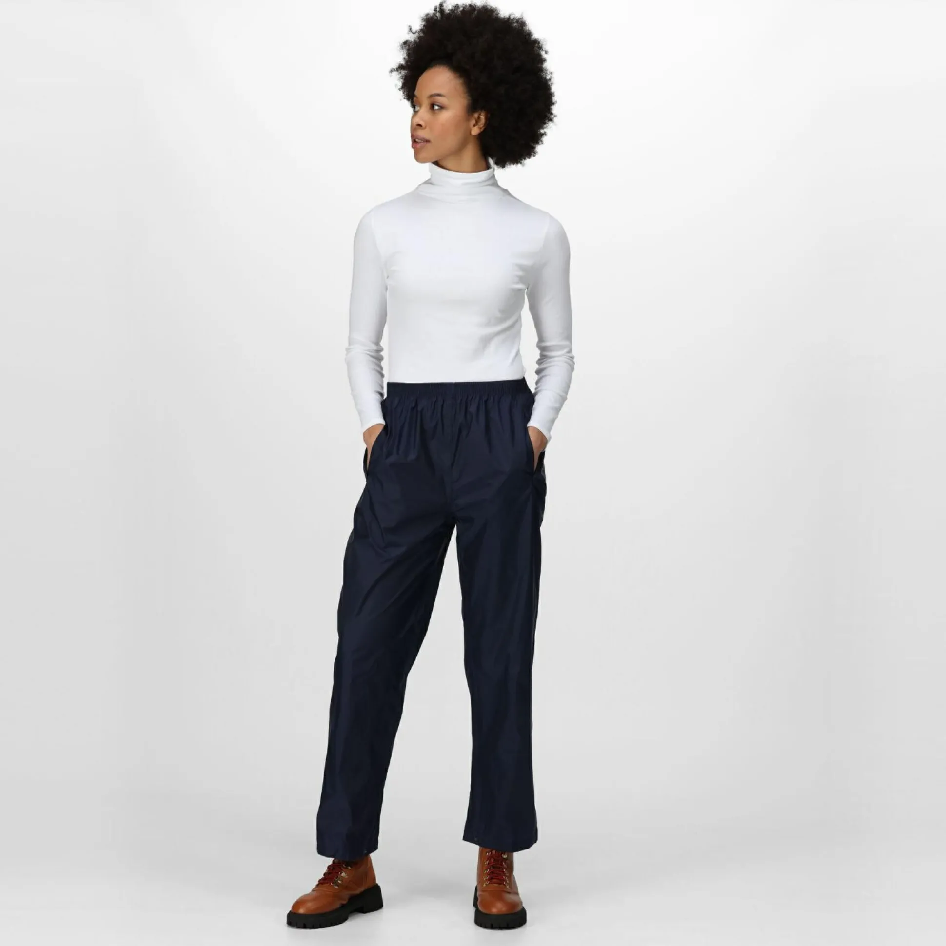 Womens Packaway Waterproof Trousers | Navy