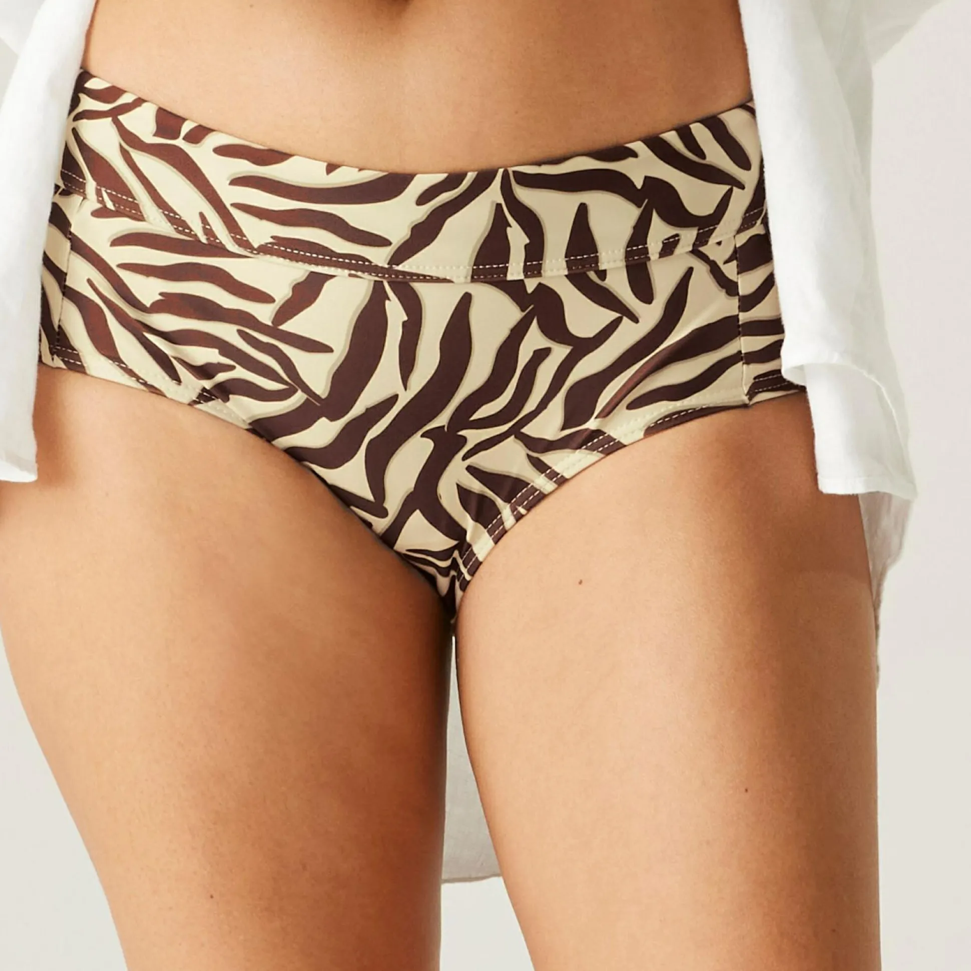 Women's Paloma Swim Brief | Tonal Zebra Print