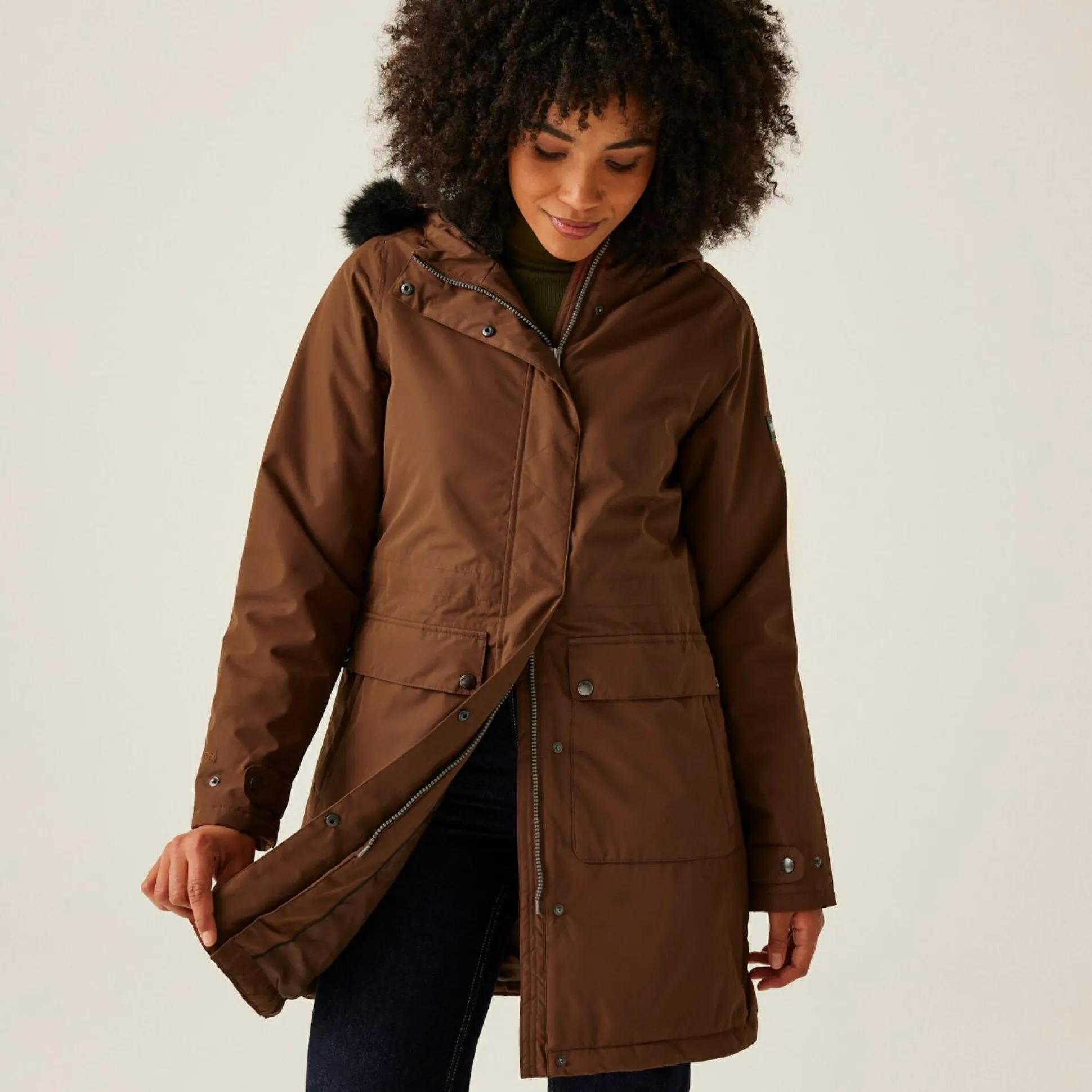 Women's Sabinka II Fur Trim Parka Jacket | Dark Brown