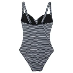 Women's Sakari Tummy Control Costume | Navy White Seeksucker Stripe