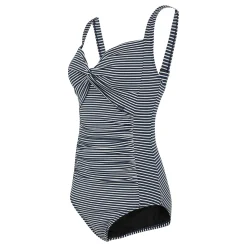 Women's Sakari Tummy Control Costume | Navy White Seeksucker Stripe
