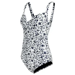 Women's Sakari Tummy Control Costume | Navy White Large Floral