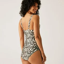 Women's Sakari Tummy Control Costume | Tonal Zebra Print