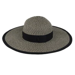 Women's Straw Sun Hat Bucket Hat | Black Natural Straw