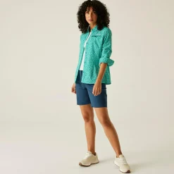 Women's Travel Packaway Long Sleeve Shirt | Aruba Blue Floral Print