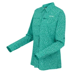 Women's Travel Packaway Long Sleeve Shirt | Aruba Blue Floral Print