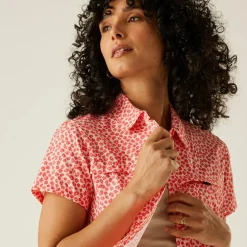 Women's Travel Packaway Short Sleeve Shirt | Light Vanilla Floral Print