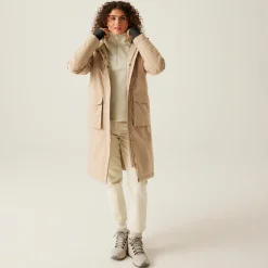 Women's Yarli Waterproof Longline Jacket | Warm Taupe Light Vanilla